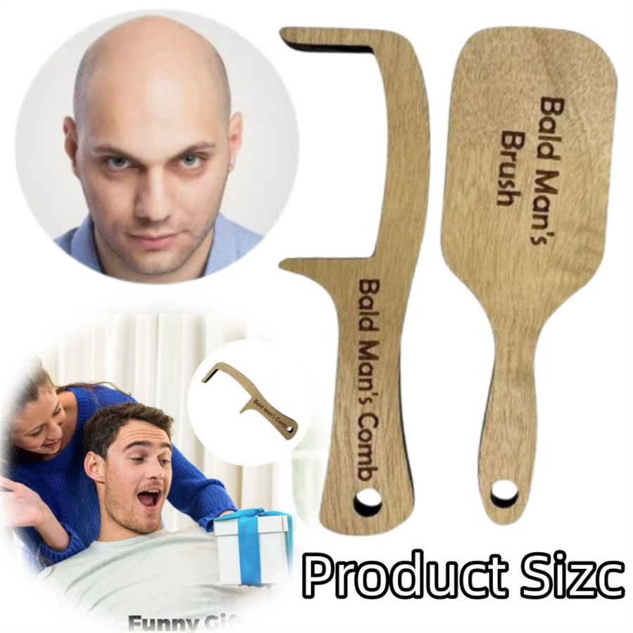 Hair Care For Men - Kel Erkekler İçin Ahşap Tarak Komik