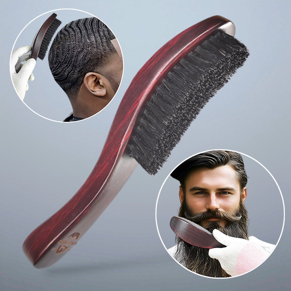 Hair Care For Men - Gracemen 360 Dalgalı Fırça Kavisli Ahşap
